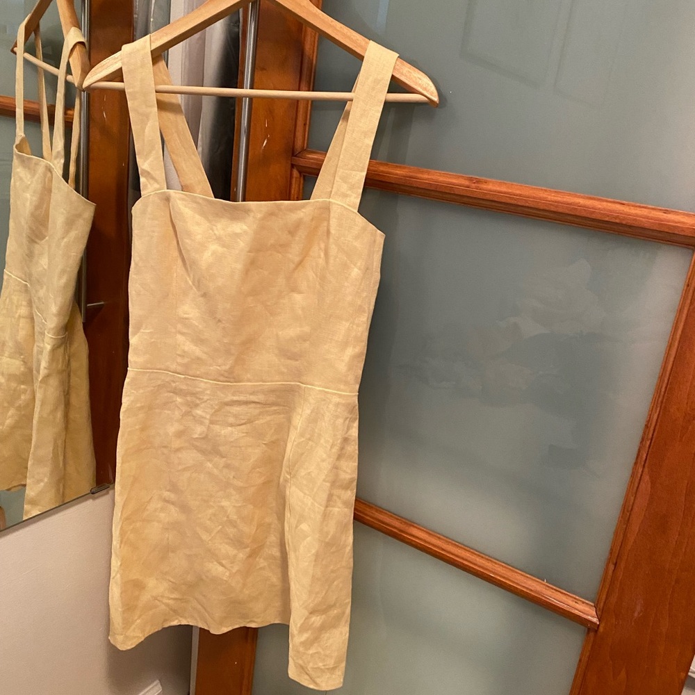 Reformation Brigitte Linen Dress Parmesan NWT